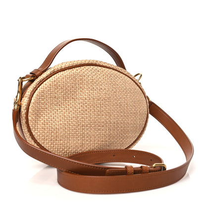 Saint Laurent Raffia Calfskin Round Camera Bag Golden Ecru Brick 3 of 10