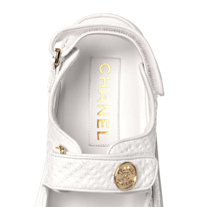 Chanel Calfskin Printed Velcro Dad Sandals 36.5 White 7 of 9