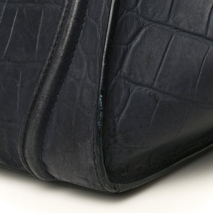 Celine Crocodile Embossed Calfskin Medium Phantom Luggage Navy Blue 12 of 14