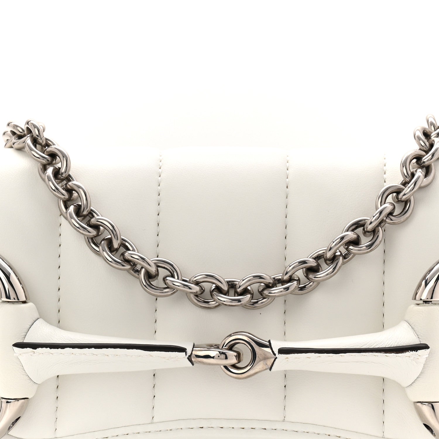 Gucci Nappa Vertical Matelasse Small Maxi Horsebit Chain Shoulder Bag Great White 17 of 22