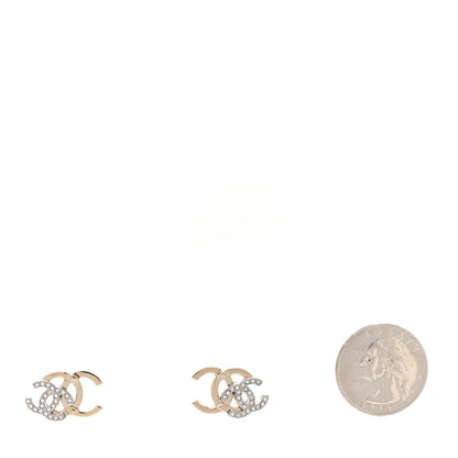 Chanel Crystal Double CC Earrings Gold Silver 2 of 4