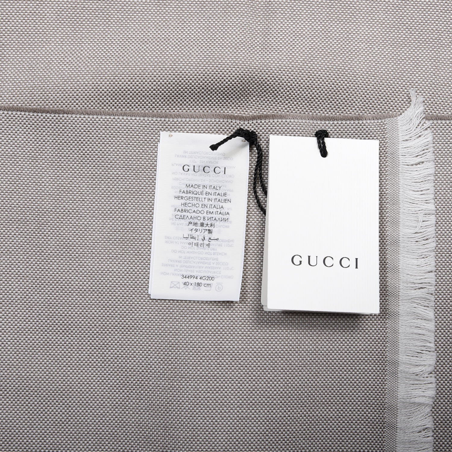 Gucci Wool Silk Monogram Fringe Shawl Beige 3 of 4