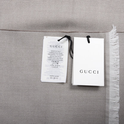 Gucci Wool Silk Monogram Fringe Shawl Beige 3 of 4
