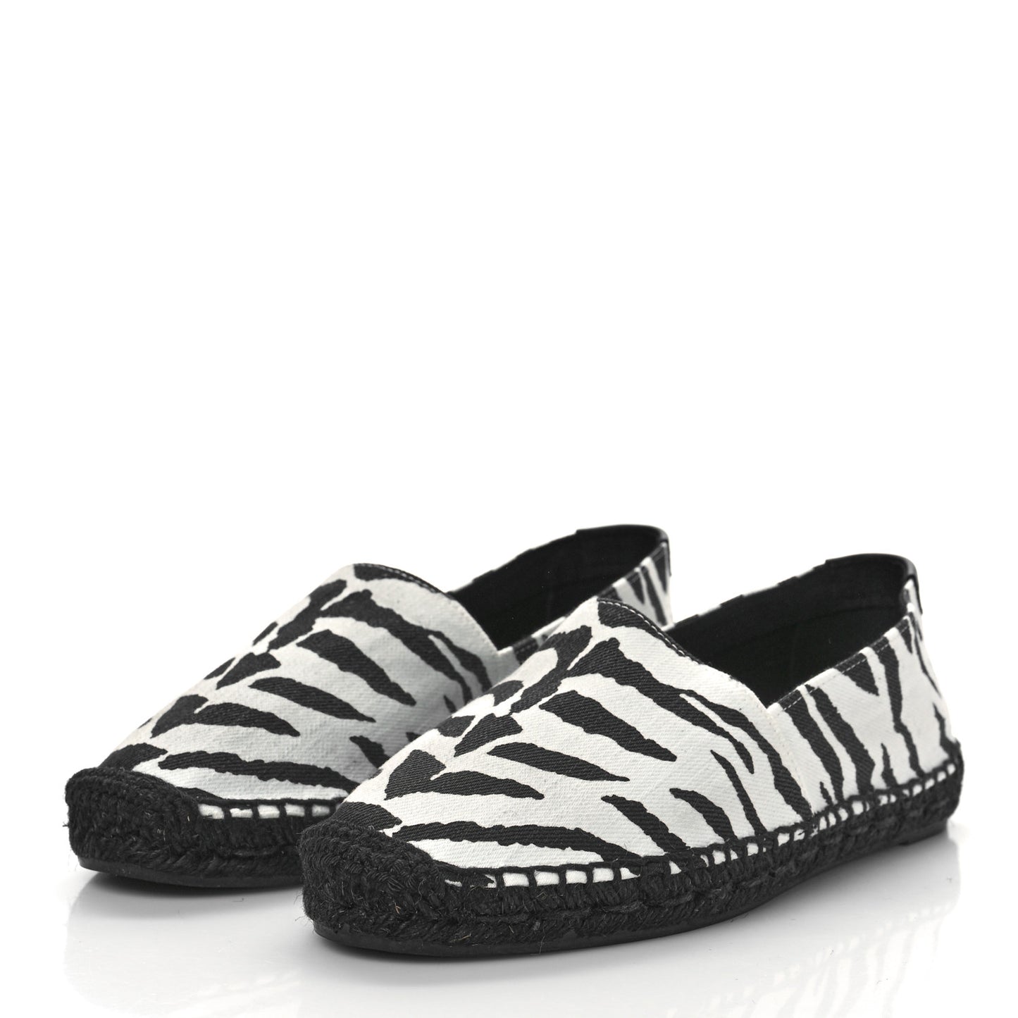 Canvas Tiger Print Espadrilles 37.5 White Black