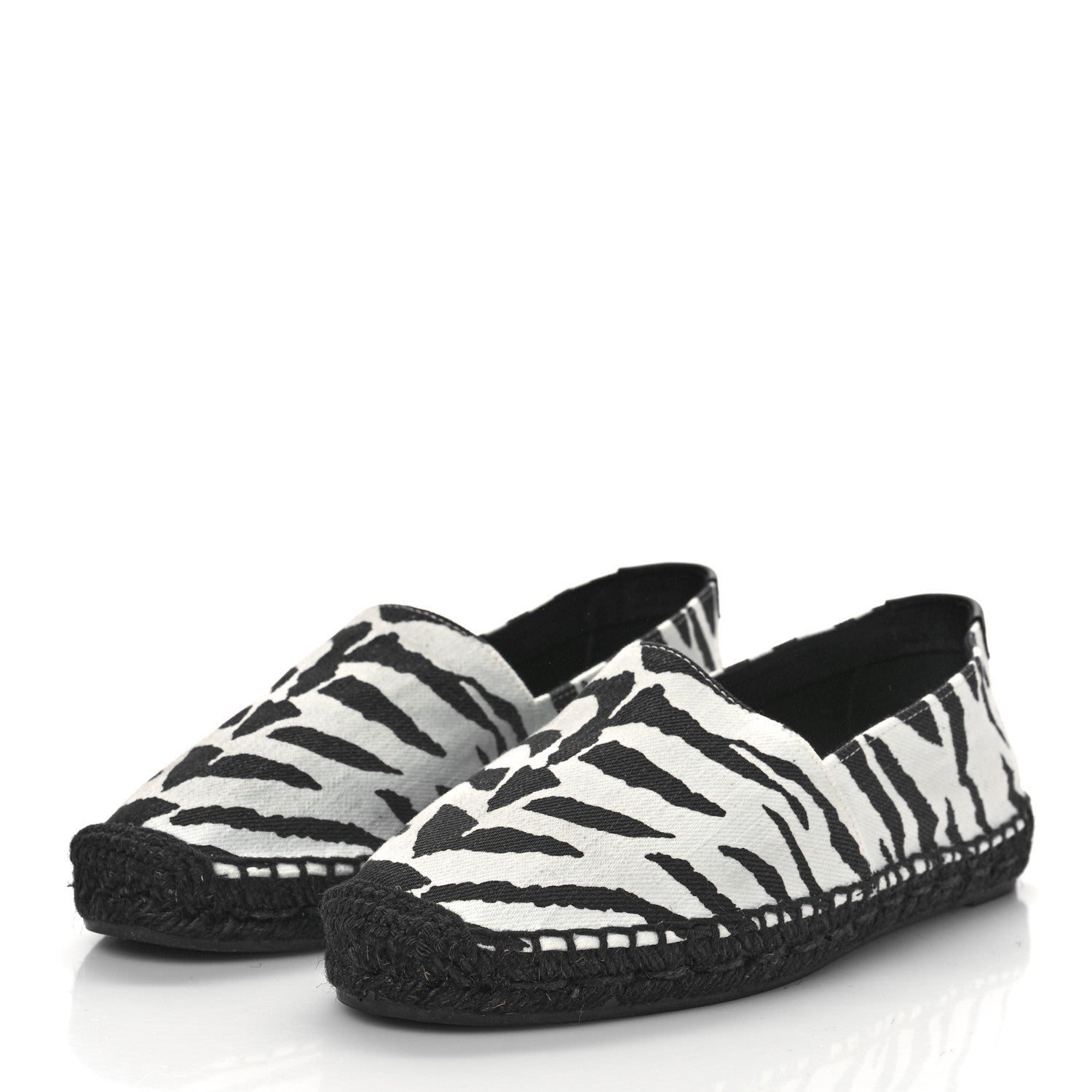 Saint Laurent Canvas Tiger Print Espadrilles 37.5 White Black 4 of 9