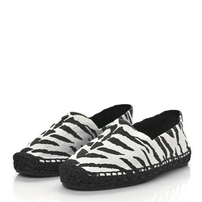 Saint Laurent Canvas Tiger Print Espadrilles 37.5 White Black 4 of 9