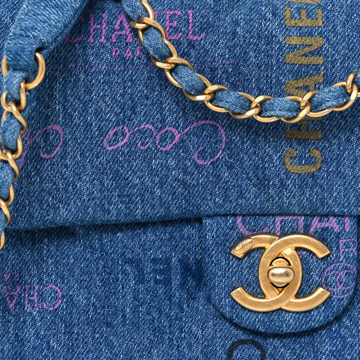 Chanel Denim Quilted Mini Denim Mood Rectangular Flap Blue Multicolor 8 of 13