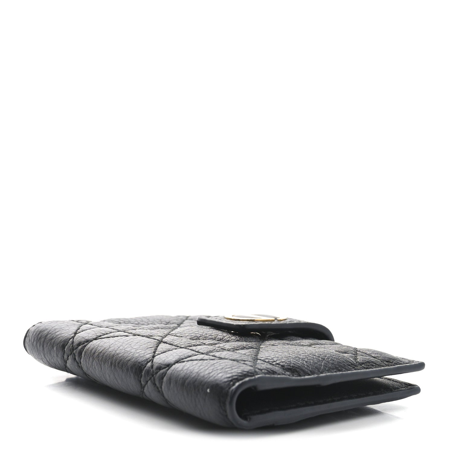 Christian Dior Supple Calfskin Cannage Caro Dandelion Card Holder Black 4 of 6