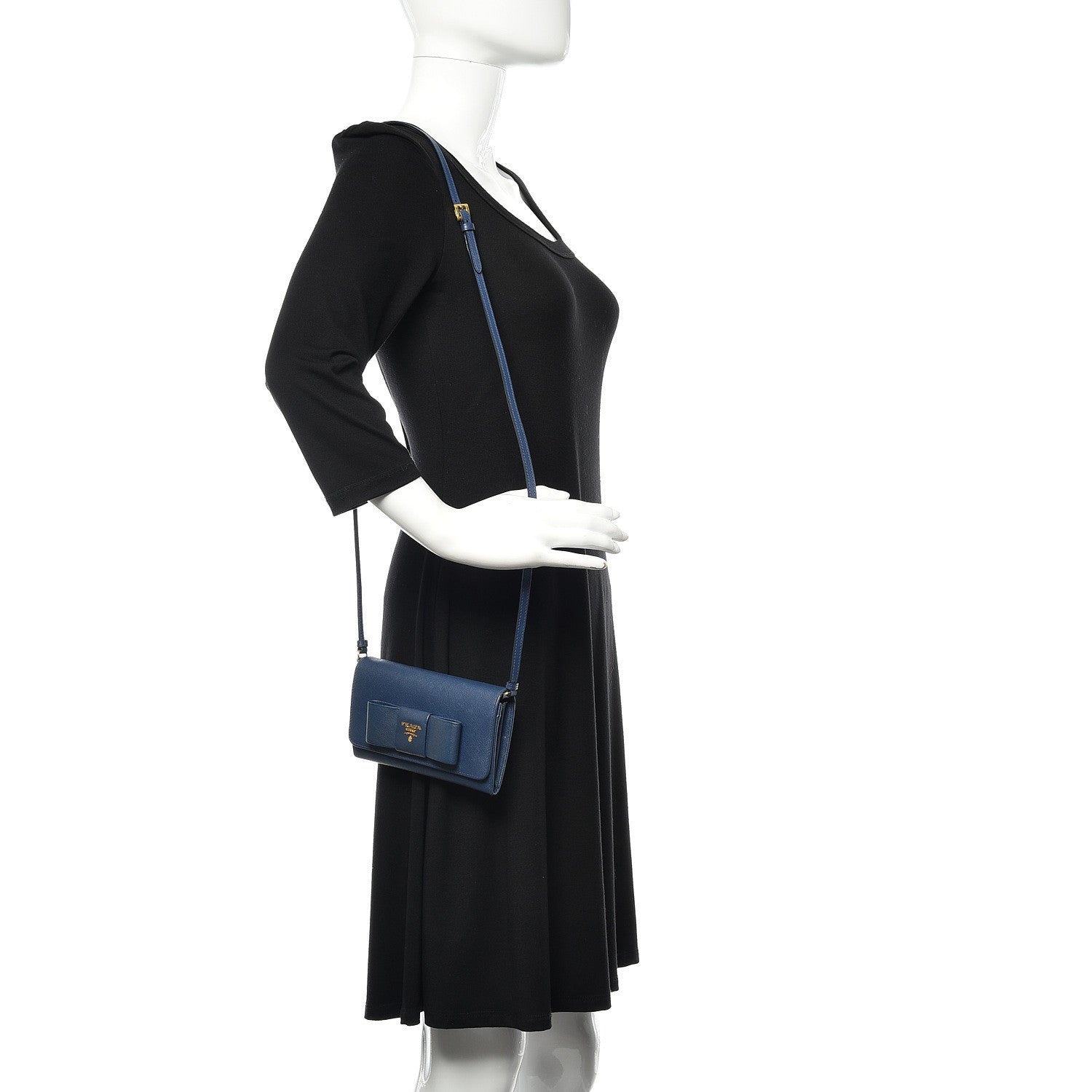 Prada Saffiano Fiocco Bow Flap Wallet Bleuette 2 of 8