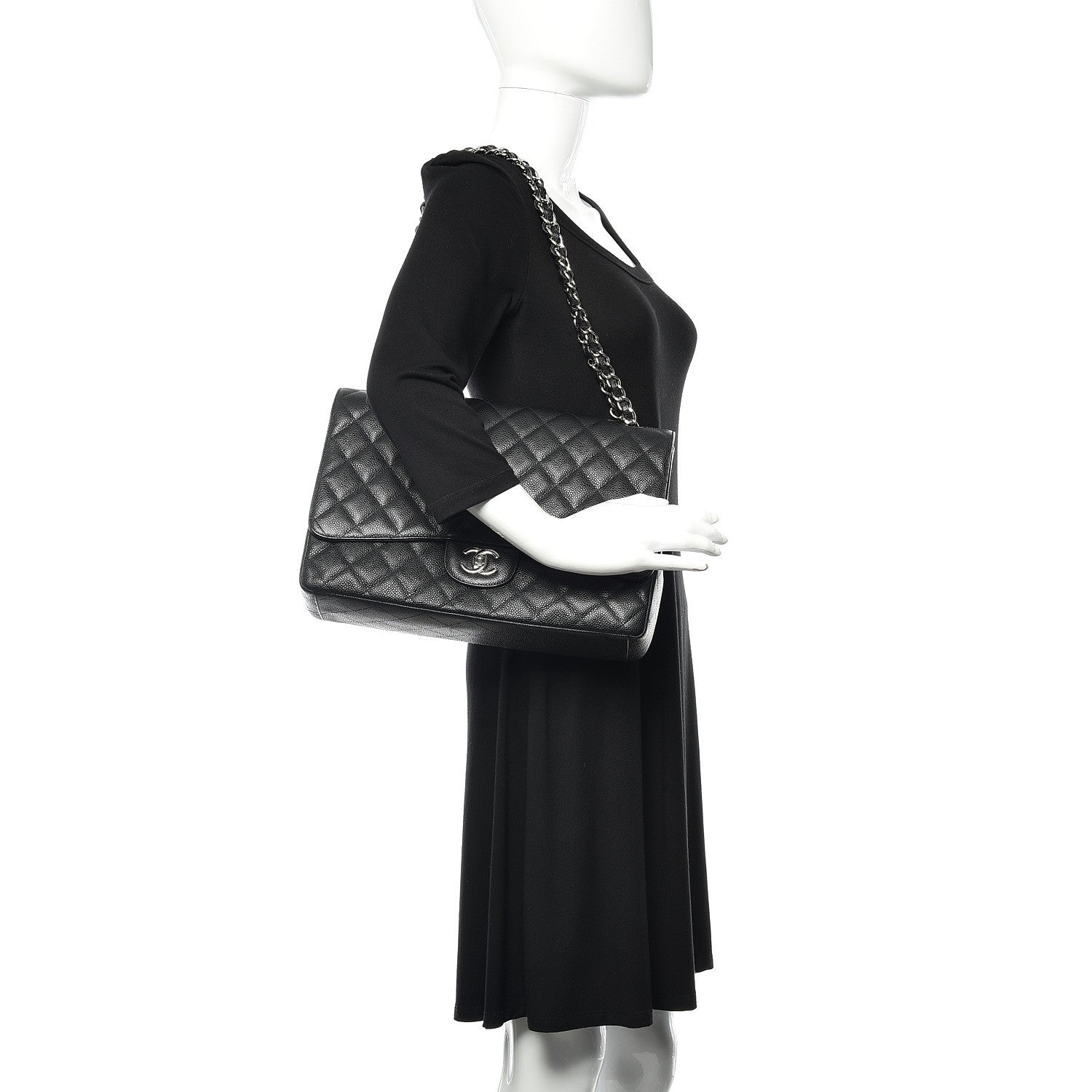 Chanel Caviar Quilted Maxi Single Flap Black 2 of 13
