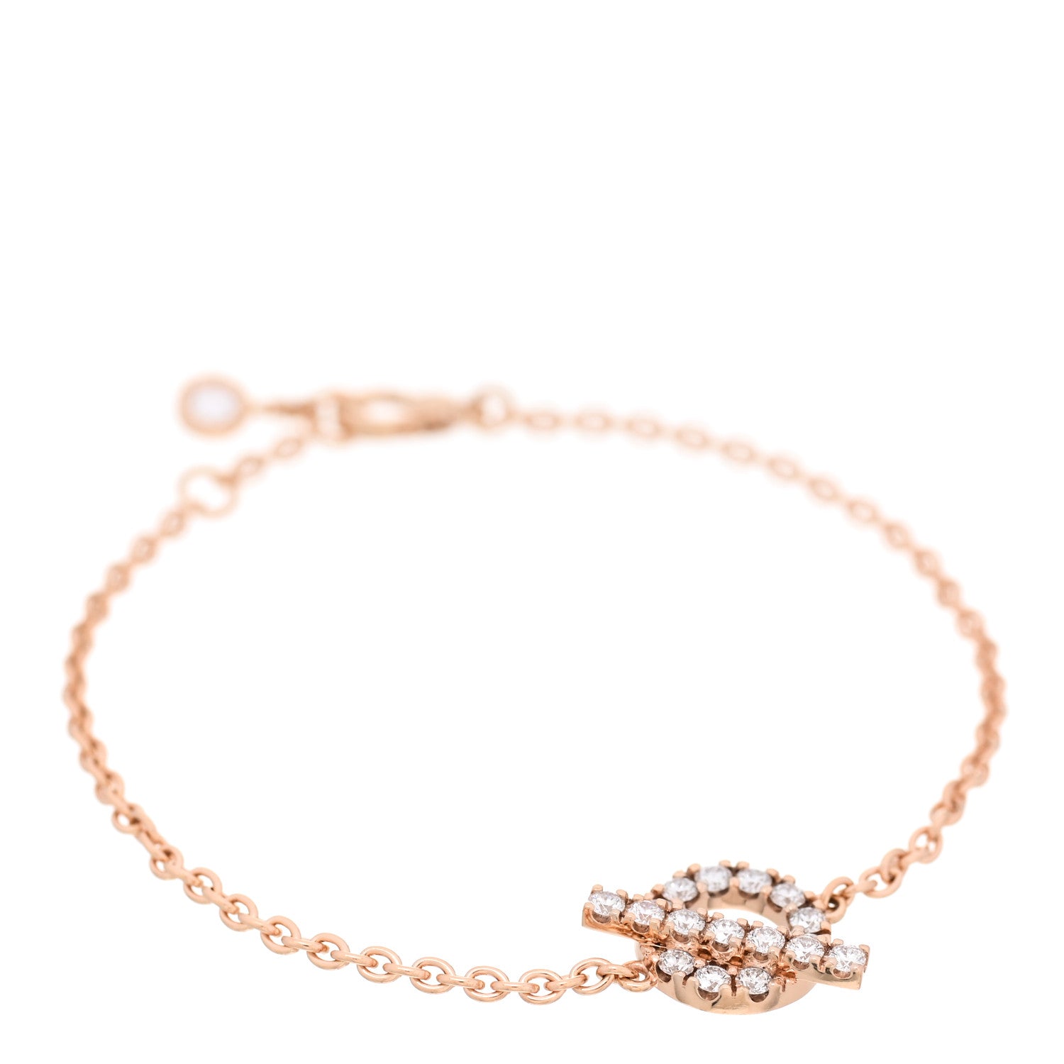 Hermes 18K Rose Gold Diamond Finesse Bracelet SH 1 of 4