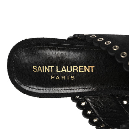 Saint Laurent Suede Eyelet LouLou 70 Mules 37 Black 7 of 8