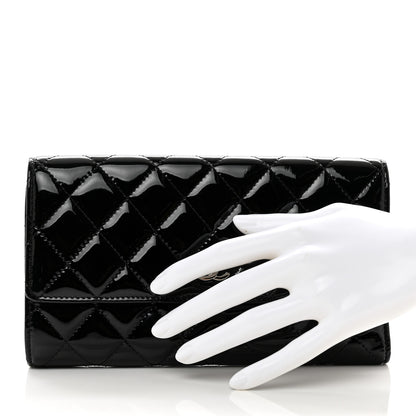 Chanel Patent Quilted Large Flap Wallet Black 2 of 9