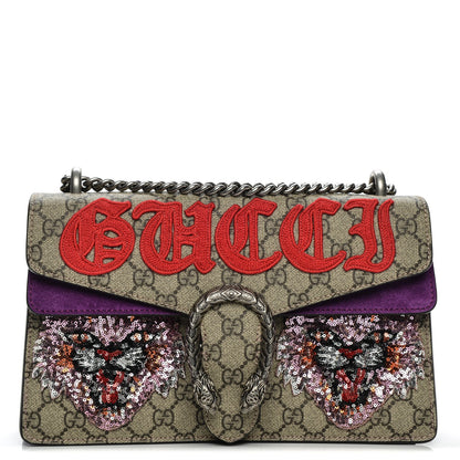 Gucci GG Supreme Monogram Embroidered Small Dionysus Shoulder Bag Purple 1 of 7