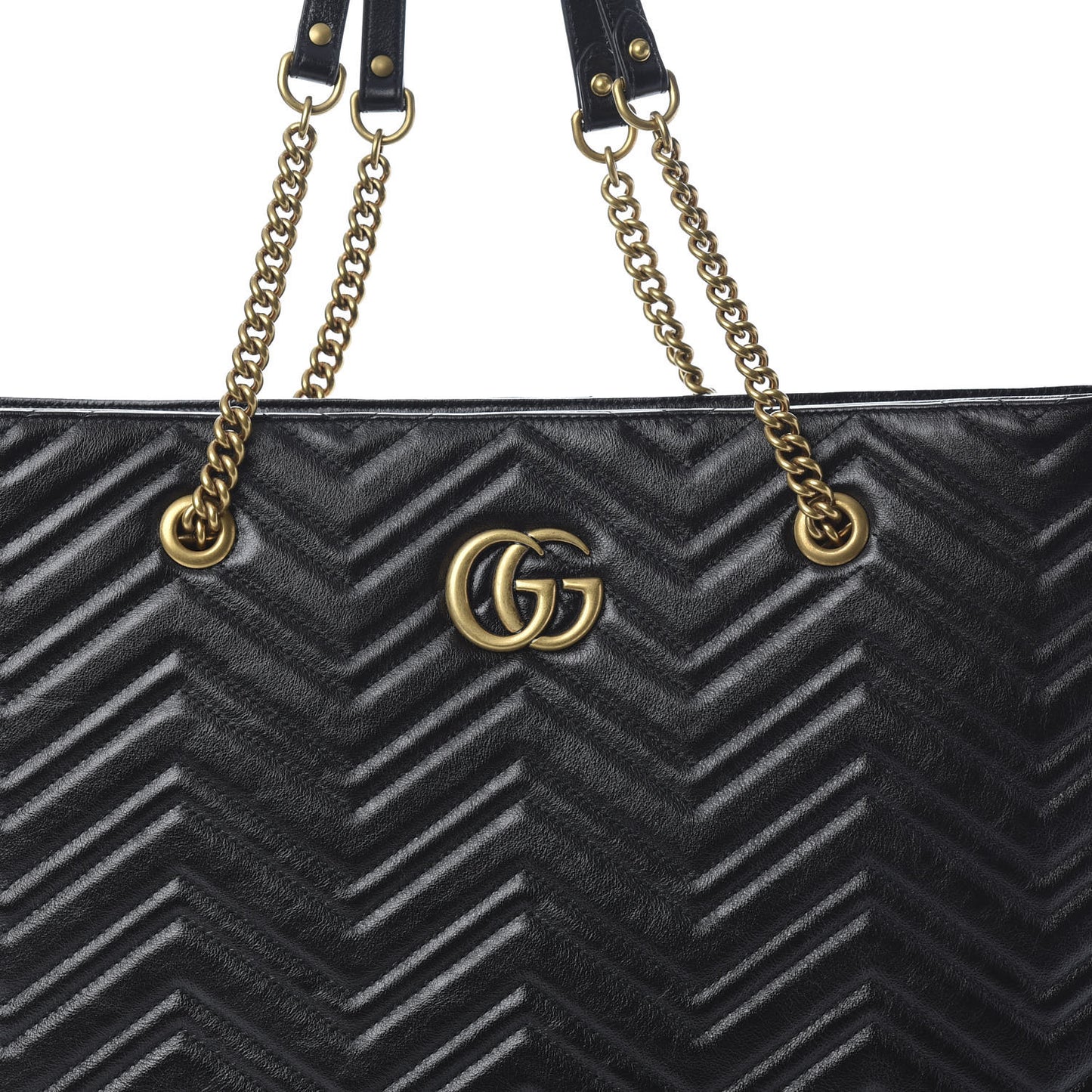 Azalea Calfskin Matelasse Large GG Marmont Slim Tote Black