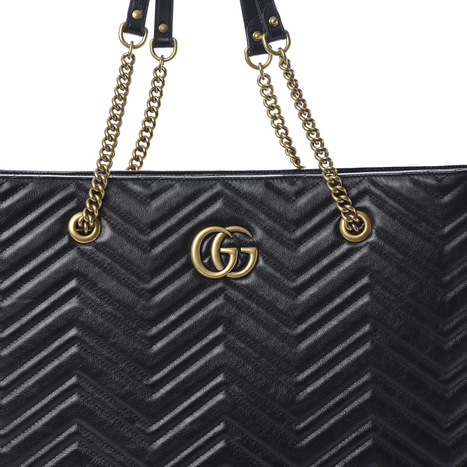 Gucci Azalea Calfskin Matelasse Large GG Marmont Slim Tote Black 7 of 9