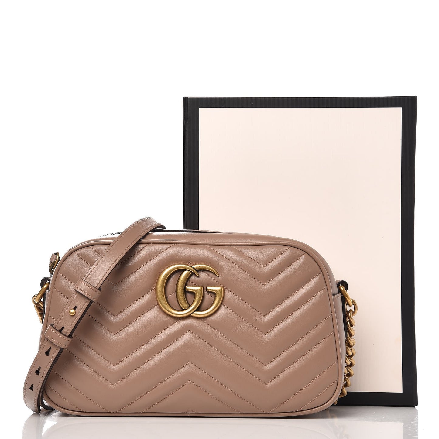 Calfskin Matelasse Small GG Marmont Chain Shoulder Bag Porcelain Rose