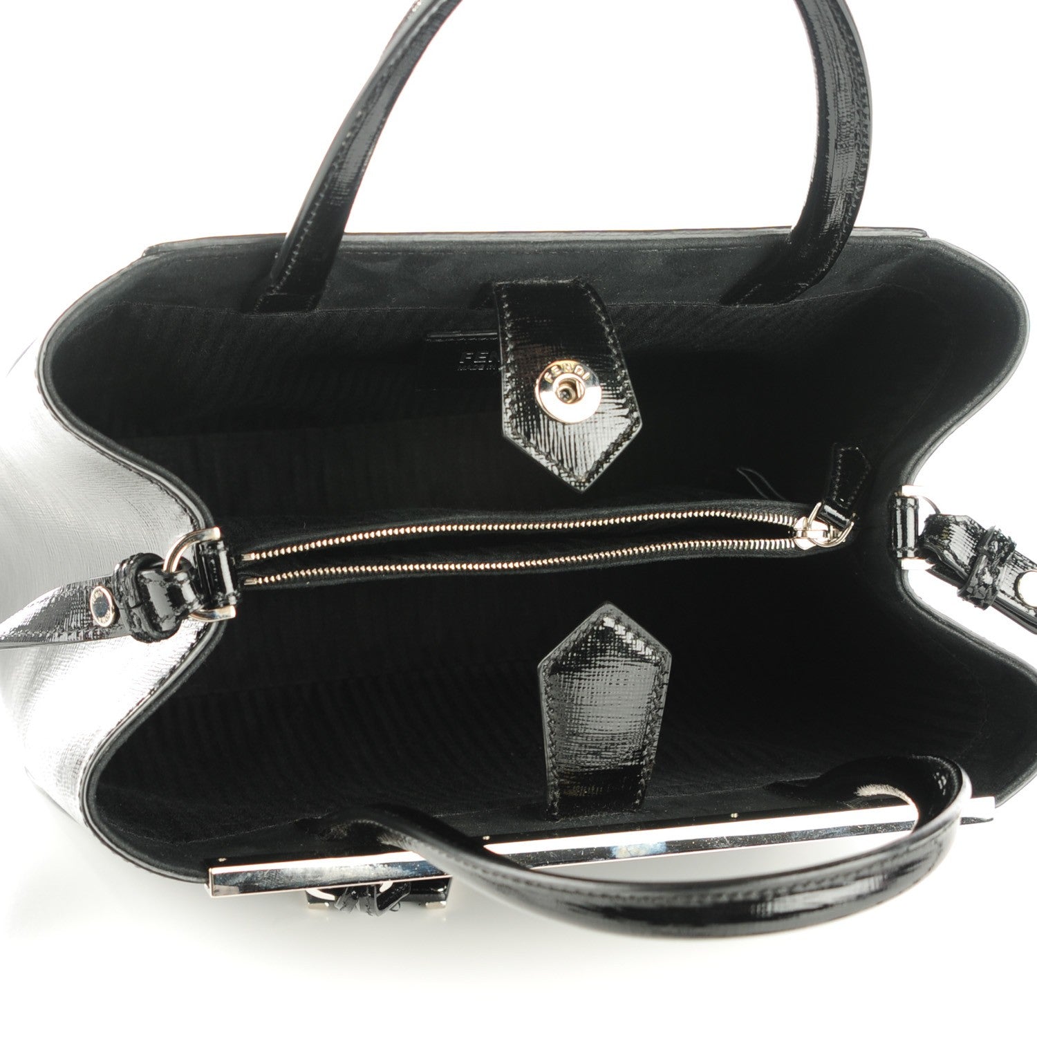 Fendi Patent Vitello Elite Petite 2Jours Tote Black 5 of 9