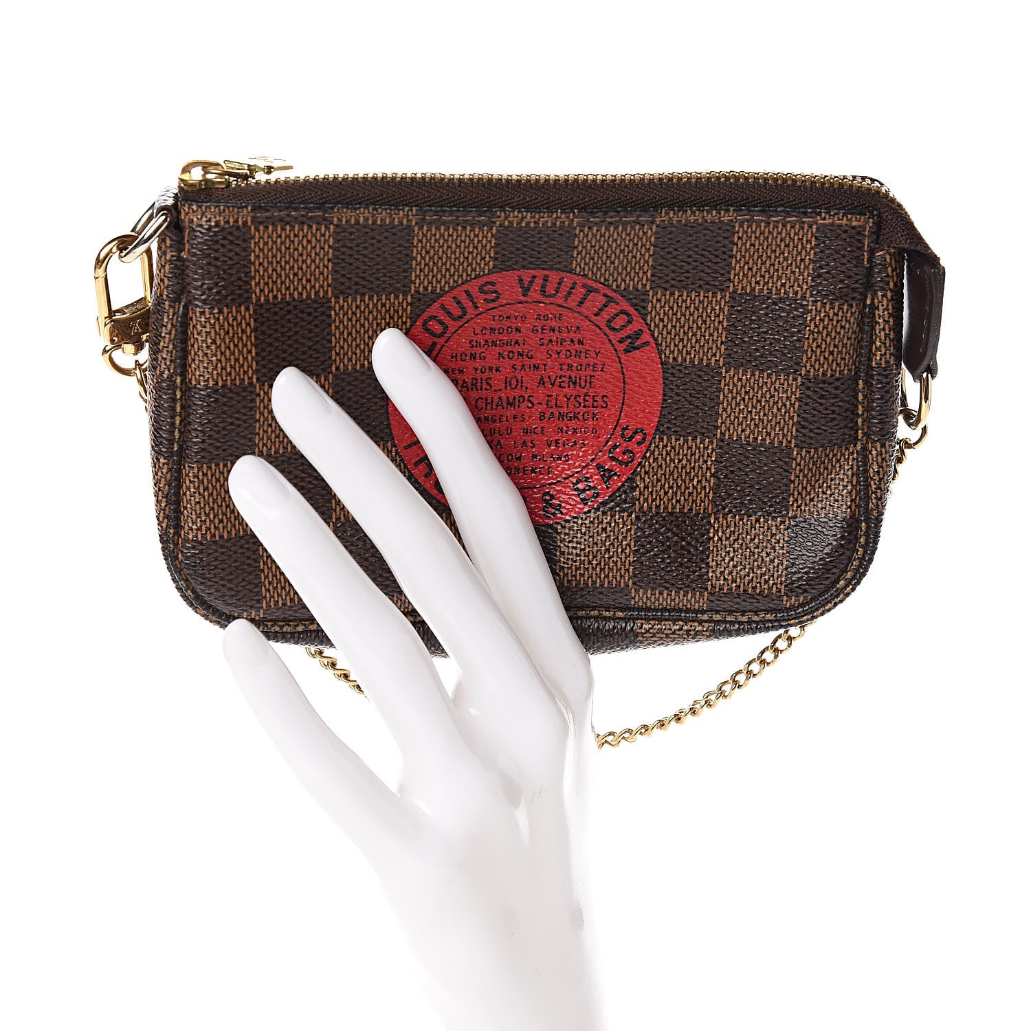 Louis Vuitton Damier Ebene Complice Trunks and Bags Mini Pochette Accessories Red 2 of 10