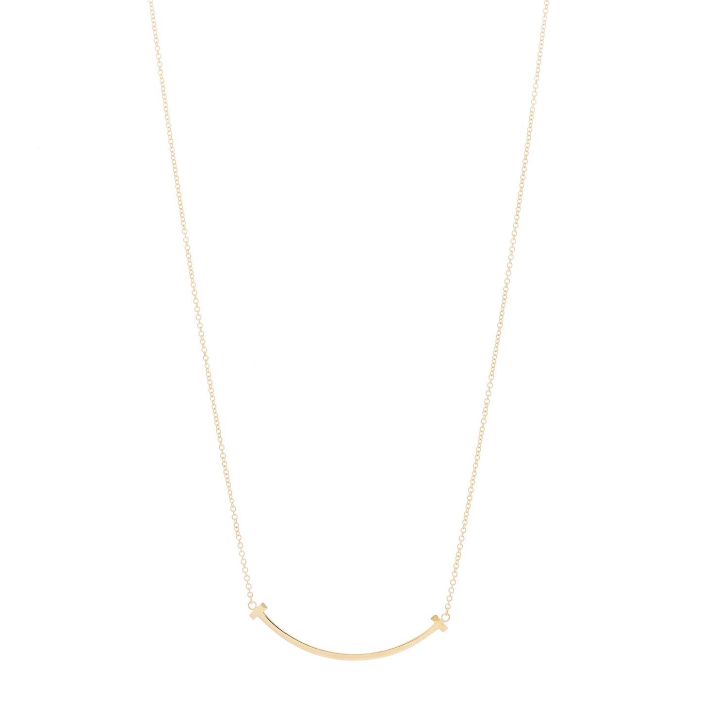 18K Yellow Gold Small T Smile Pendant Necklace