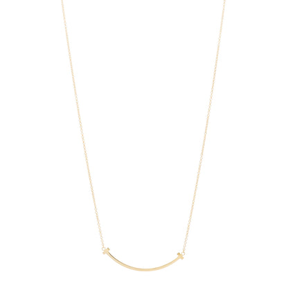 Tiffany 18K Yellow Gold Small T Smile Pendant Necklace 1 of 5
