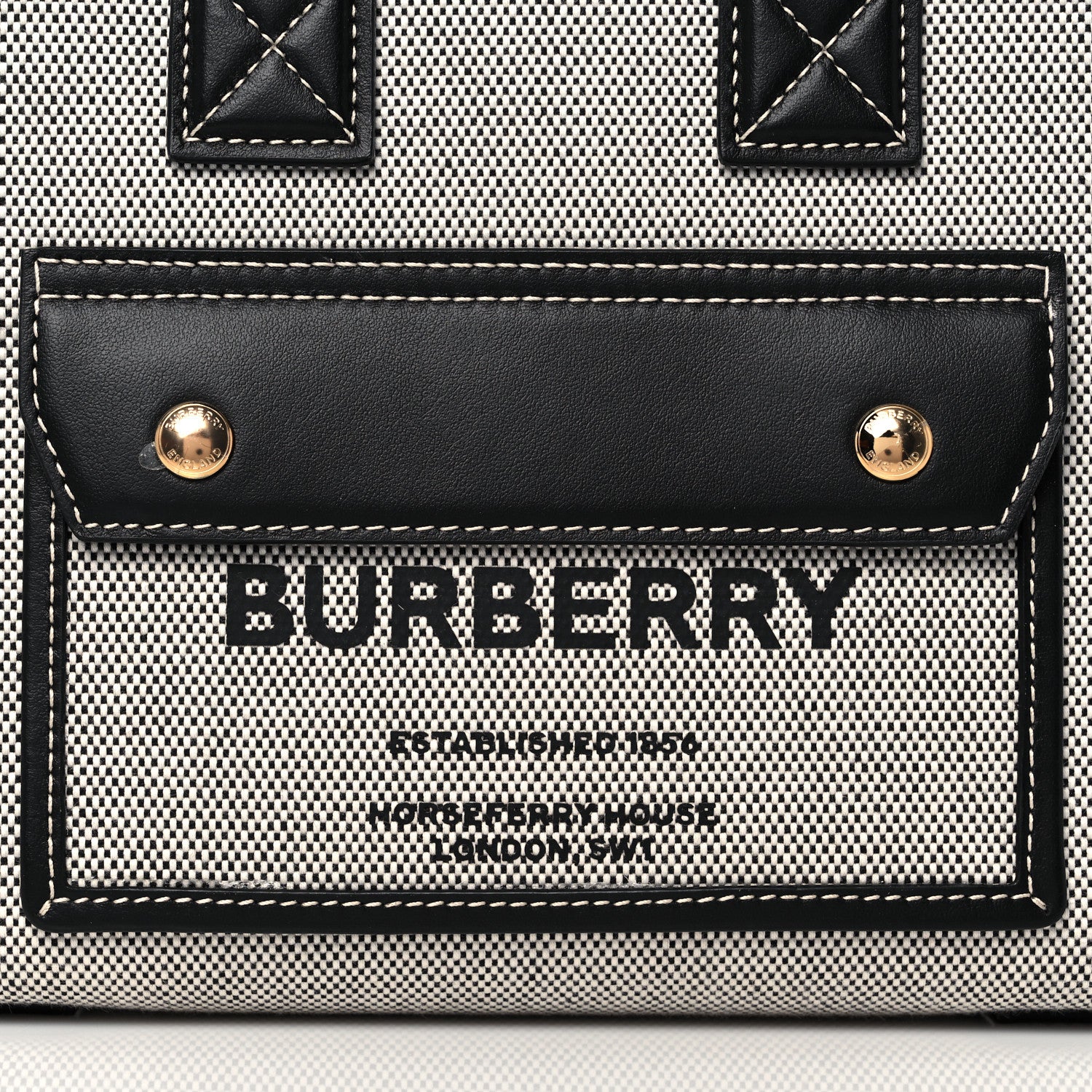Burberry Canvas Smooth Calfskin Mini Two Tone Freya Tote Black 9 of 11