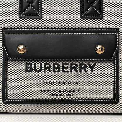 Burberry Canvas Smooth Calfskin Mini Two Tone Freya Tote Black 9 of 11