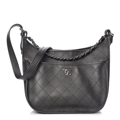 Chanel Calfskin Quilted Large Jungle Stroll Hobo Bag Black 1 of 10