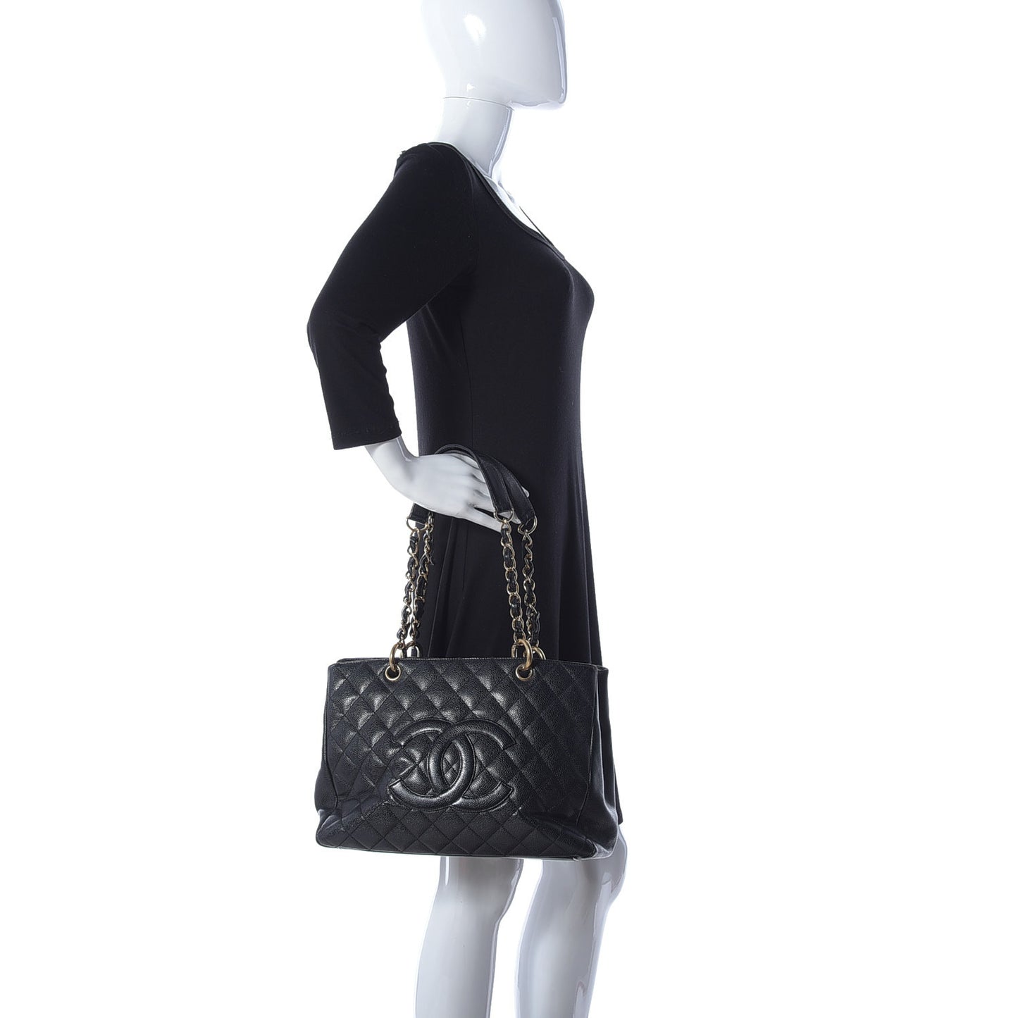 Caviar Quilted Grand Shopping Tote GST Black