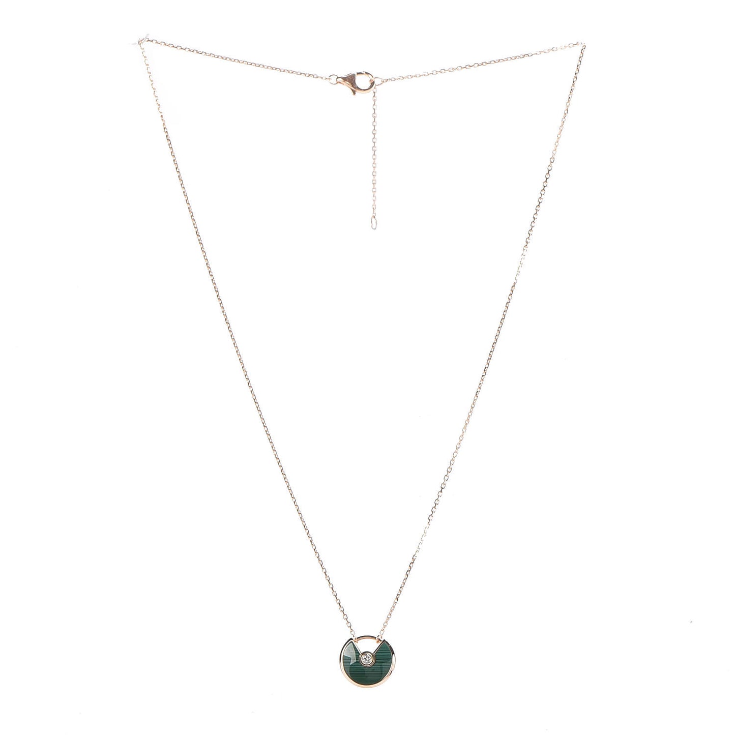 18K Pink Gold Diamond Malachite XS Amulette de Cartier Pendant Necklace