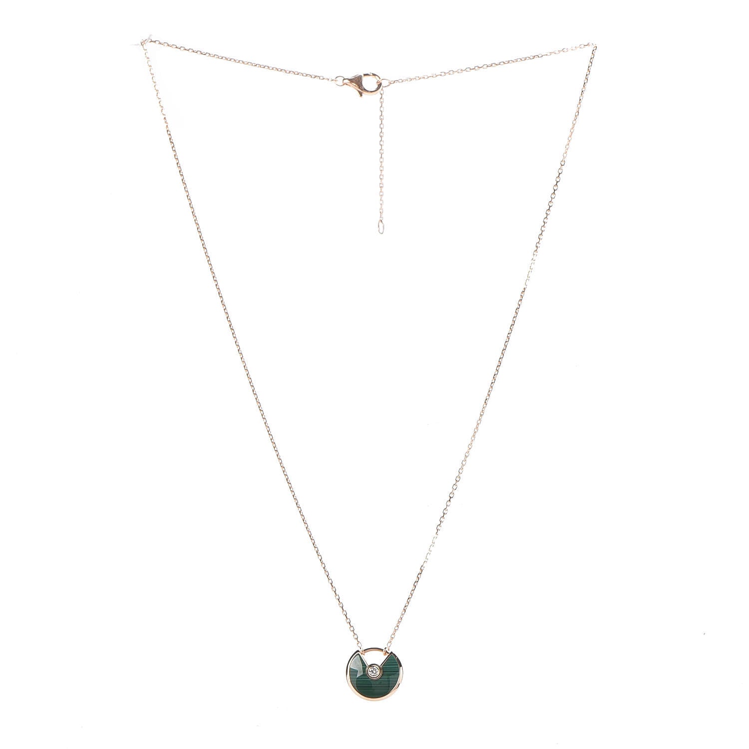 Cartier 18K Pink Gold Diamond Malachite XS Amulette de Cartier Pendant Necklace 3 of 7