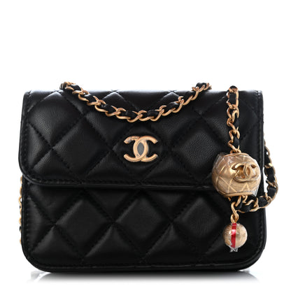 Chanel Lambskin Quilted Pearl Crush Clutch With Chain Black 1 of 4