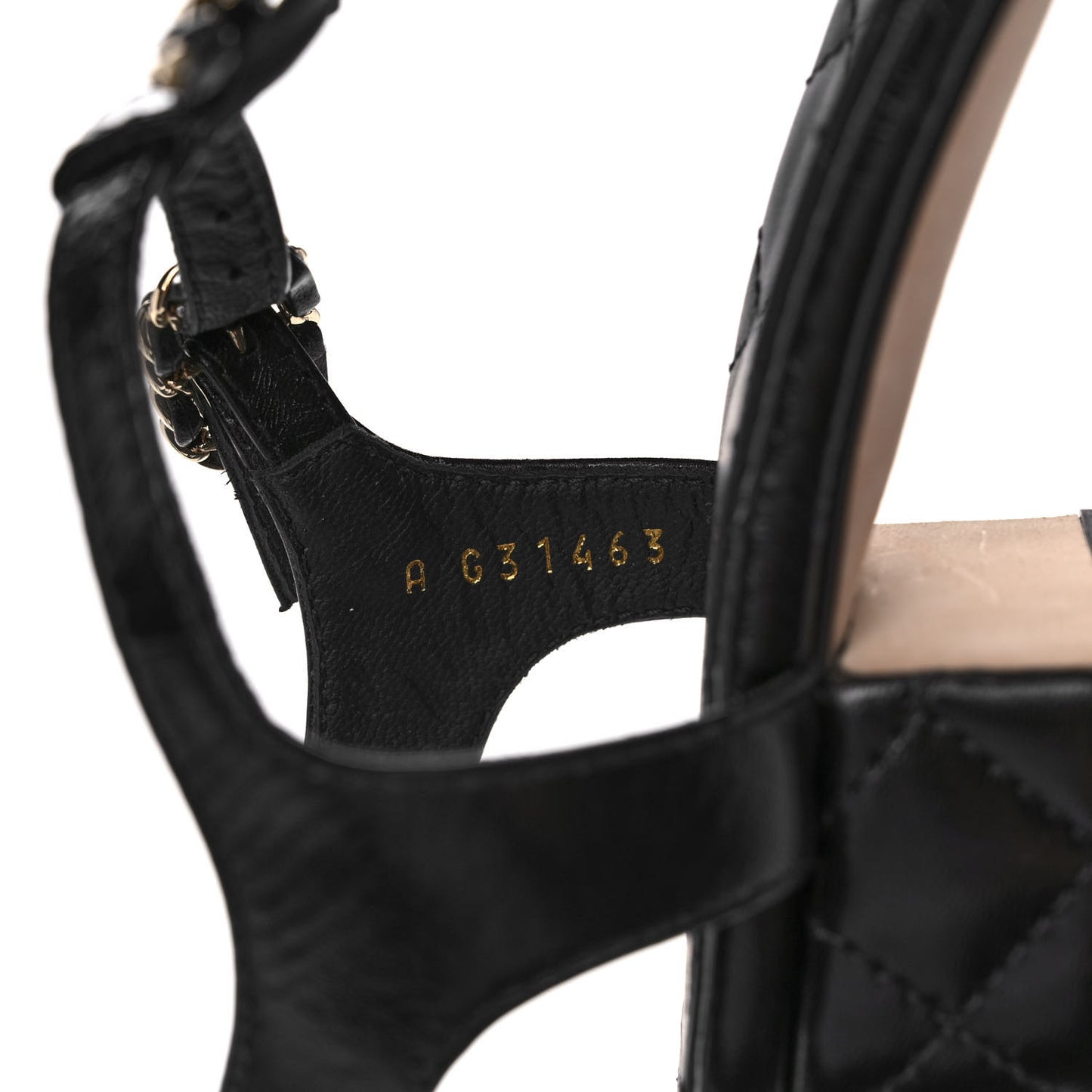 Goatskin Chain CC Logo Thong Sandals 38 Black