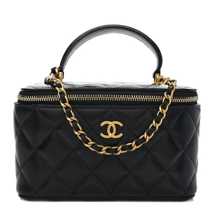 Chanel Lambskin Quilted Small Top Handle Vanity Case With Chain Black 1 of 10