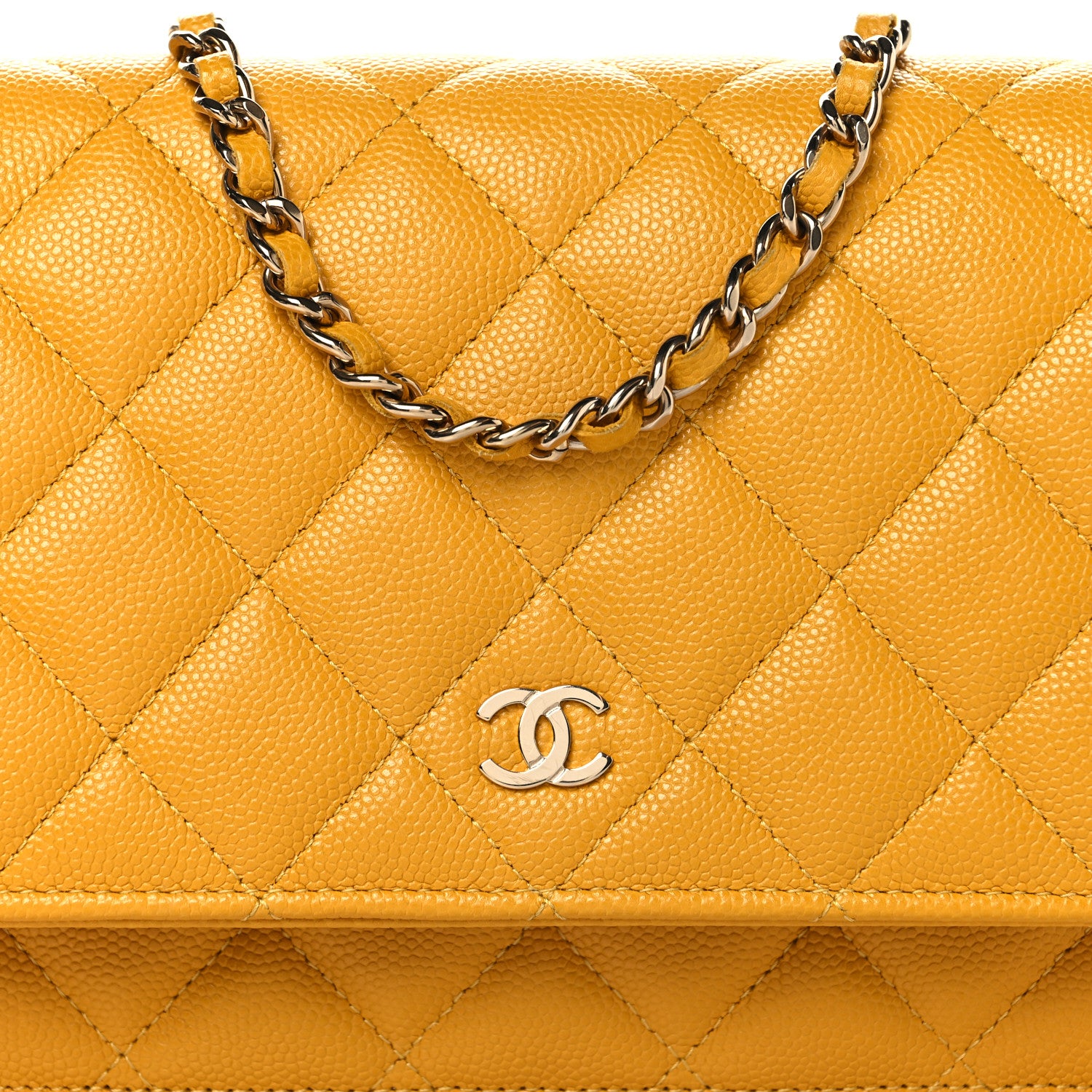Chanel Caviar Quilted Wallet on Chain WOC Yellow 1918700