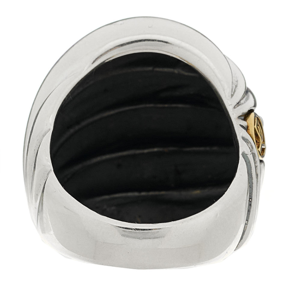 Sterling Silver 18K Yellow Gold Sculpted Cable Ring 52 6