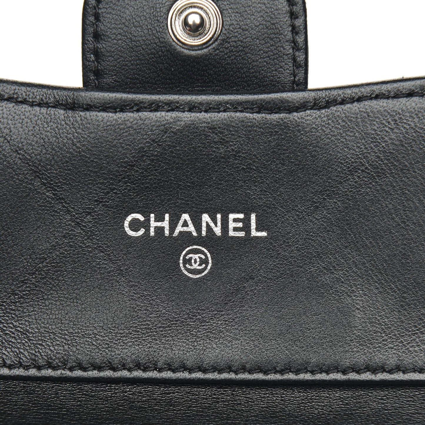 Lambskin Quilted Compact Flap Wallet Black