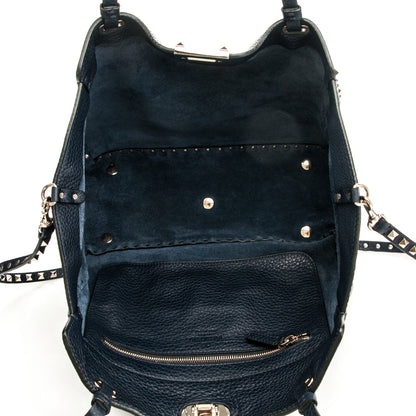 Valentino Garavani Pebbled Calfskin Medium Rockstud Tote Marine 5 of 7