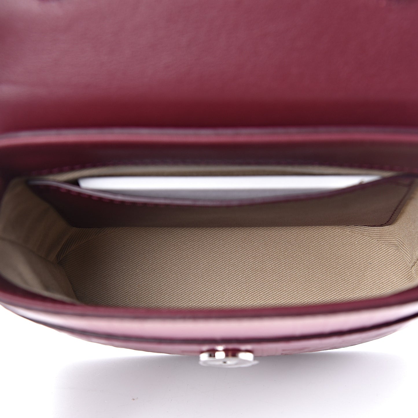 Calfskin Embossed Small Aby Lock Brown Purple