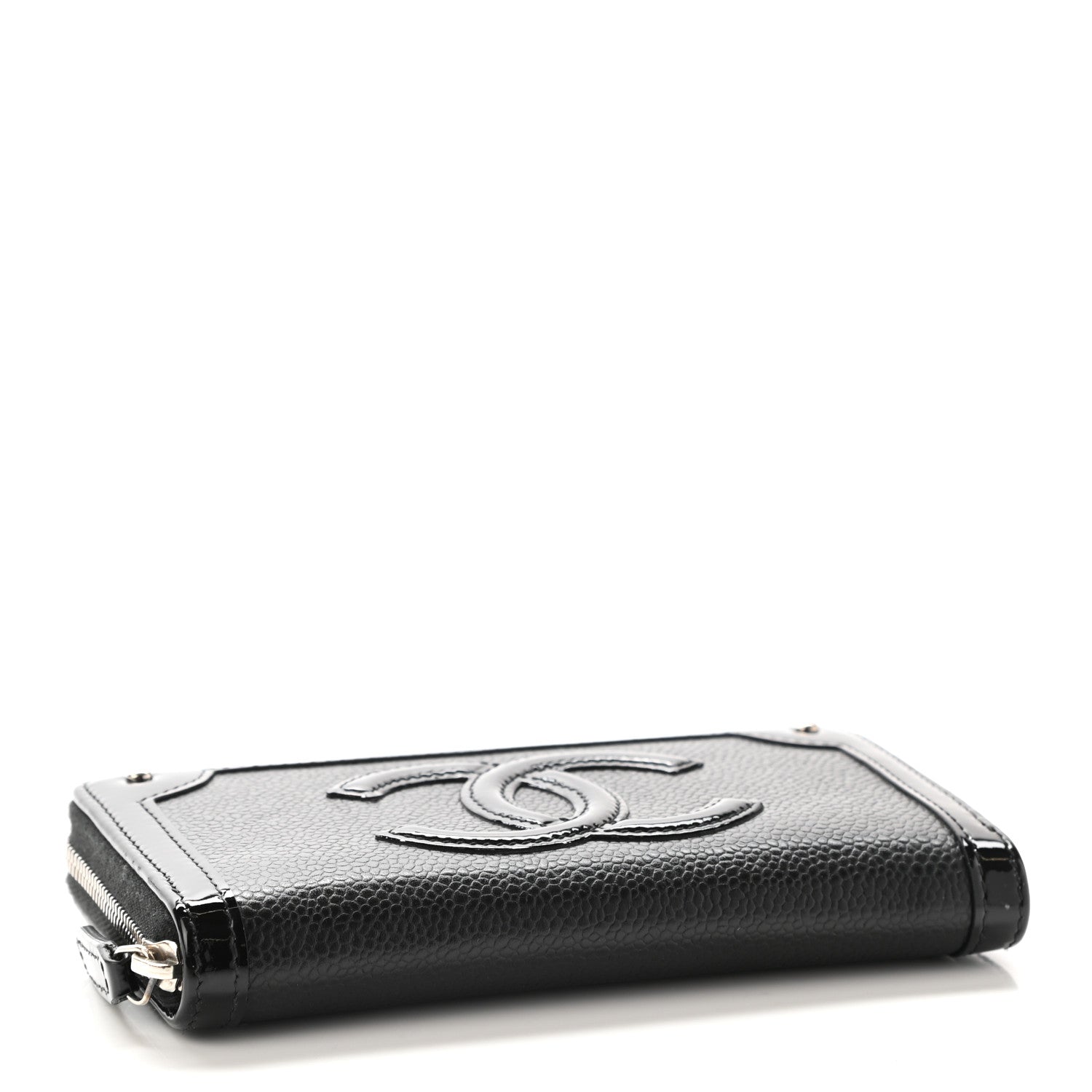 Chanel Caviar Patent Small CC Contour Zip Around Wallet Black 4 of 8