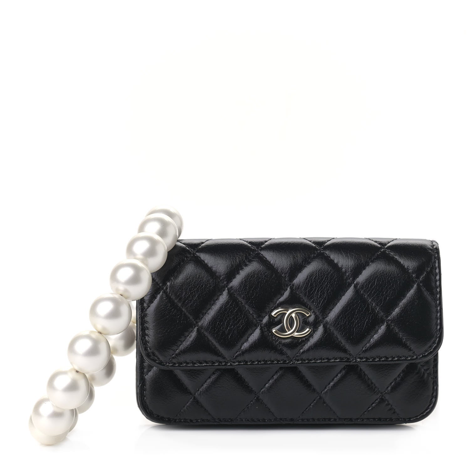 Chanel Calfskin Quilted Maxi Pearls Clutch With Chain Black 1 of 10