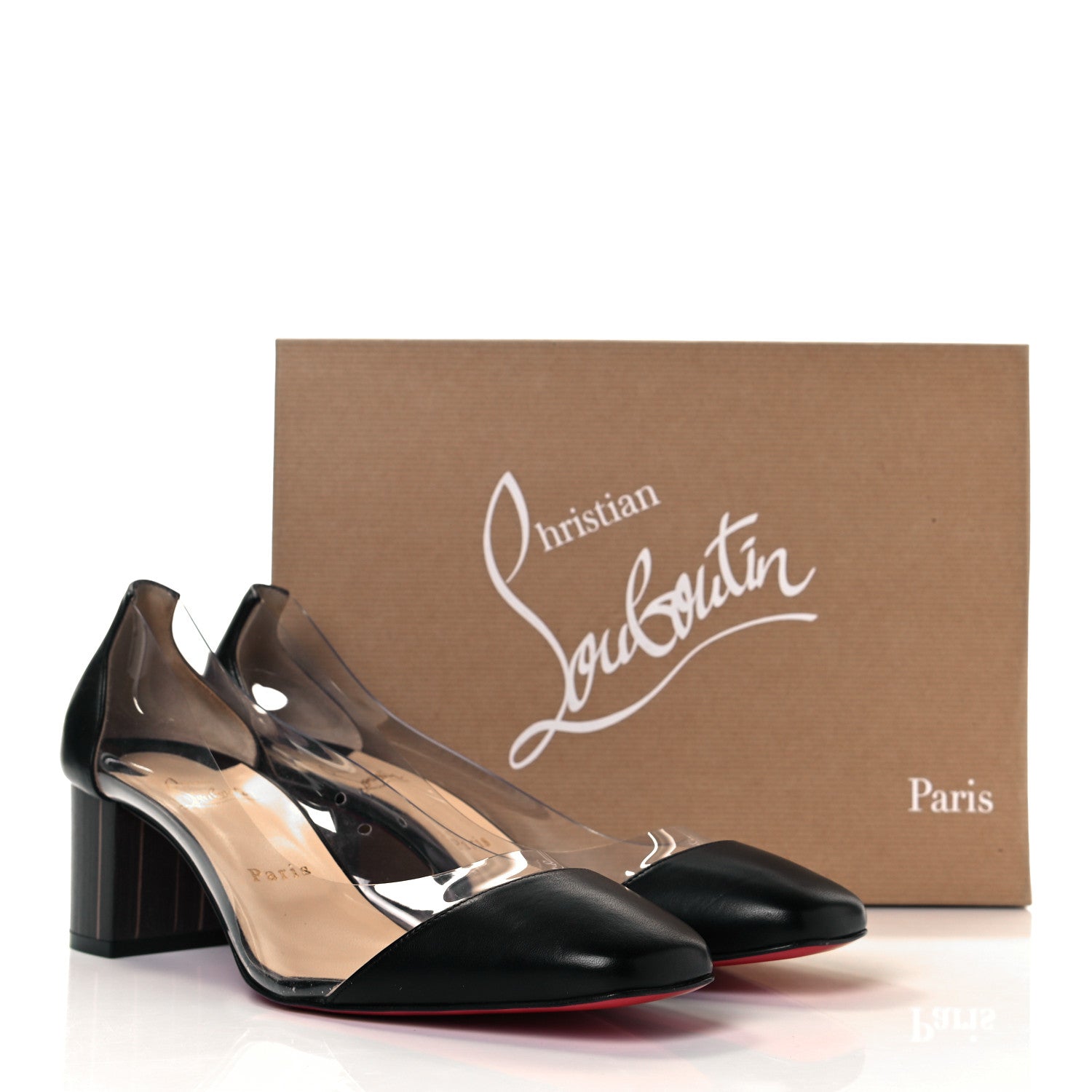 Christian Louboutin Nappa PVC Grandola 55 Wood Heel 40.5 Black 10 of 10
