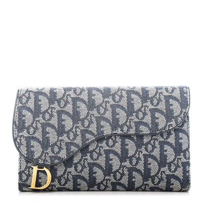 Christian Dior Monogram Saddle Wallet Navy 1 of 6