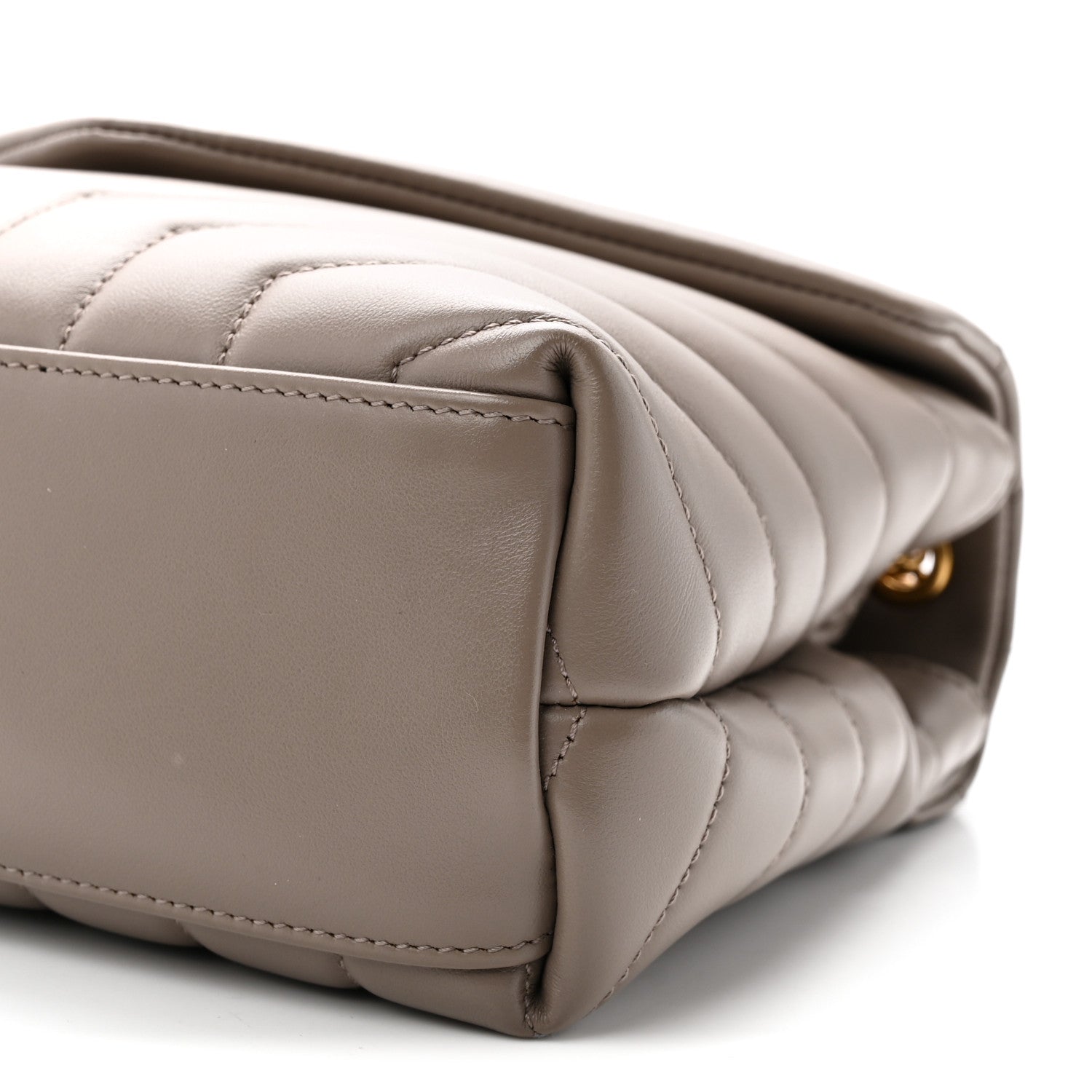 Saint Laurent Calfskin Y Quilted Monogram Small Loulou Chain Satchel Greyish Brown 10 of 11