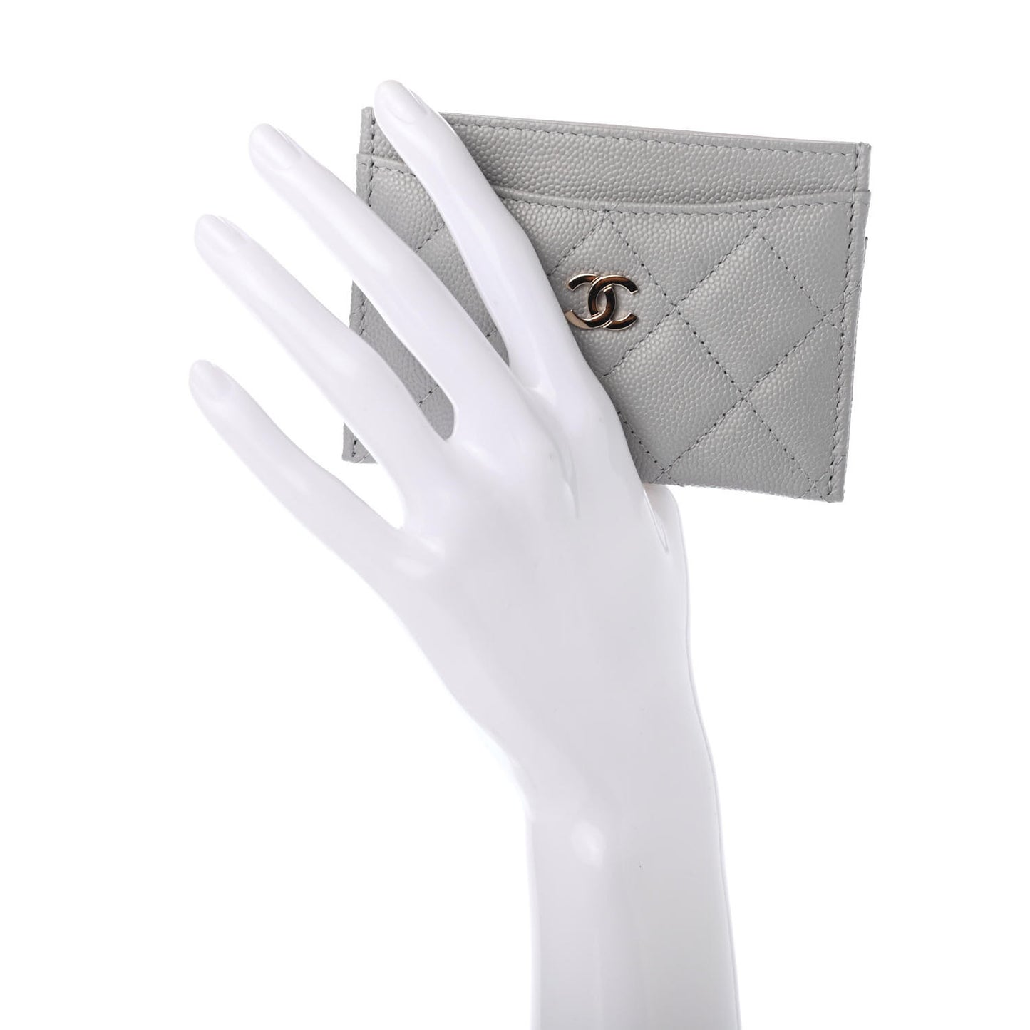 Caviar Quilted Card Holder Grey