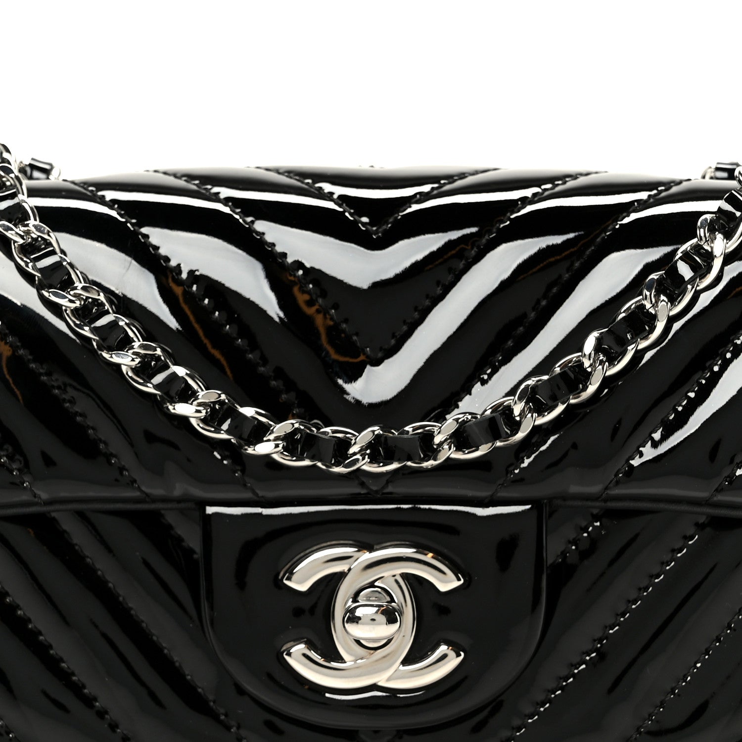Chanel Patent Calfskin Chevron Quilted Extra Mini Flap Black 9 of 12