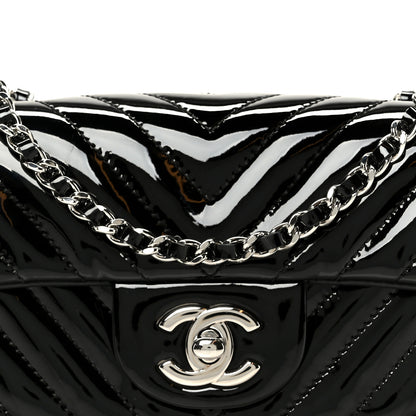 Chanel Patent Calfskin Chevron Quilted Extra Mini Flap Black 9 of 12