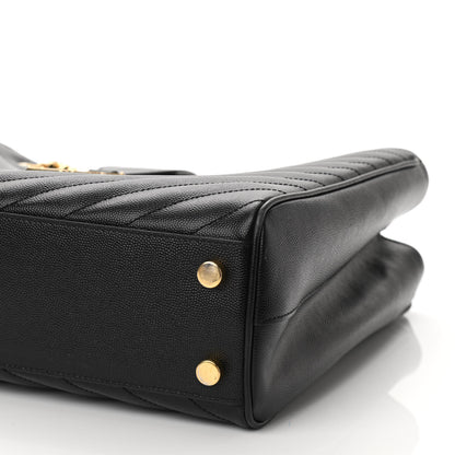 Saint Laurent Grain De Poudre Matelasse Chevron Monogram Shopping Bag Black 10 of 10
