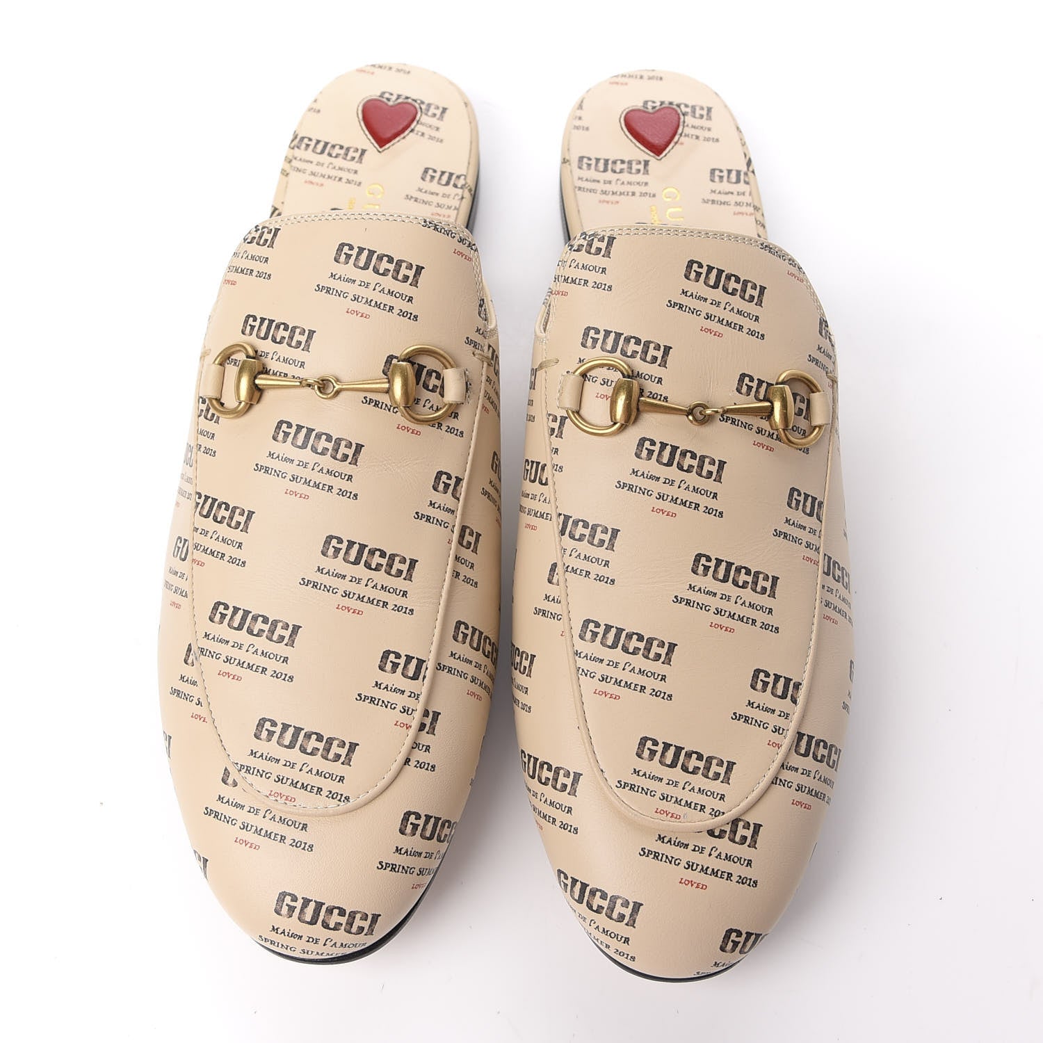 Gucci Calfskin Stamp Print Womens Princetown Slippers 40 Soy Black 5 of 11