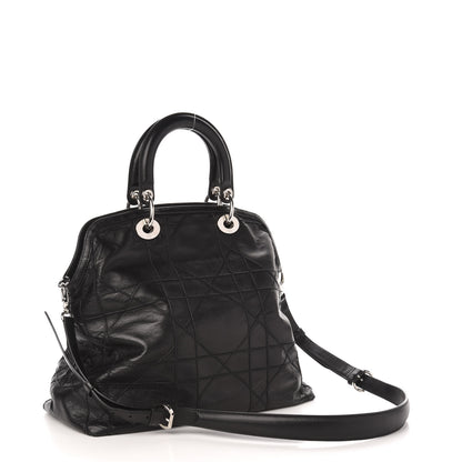 Christian Dior Lambskin Cannage Medium Granville Tote Black 4 of 14